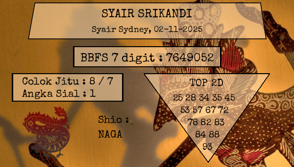 SYAIR SRIKANDI - Syair Sydney